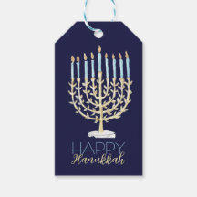 Tag cadeau de Menorah - bleu marine