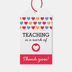 Étiquettes-cadeau Tag cadeau de Merci Hearts personnalisé pour ensei