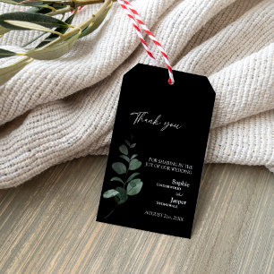 Étiquettes-cadeau Tag cadeau de Merci Mariage noir vert moderne
