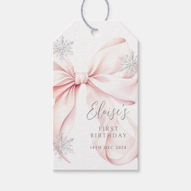 Étiquettes-cadeau Tag cadeau fille d'hiver Onederland 1er anniversai (Devant)