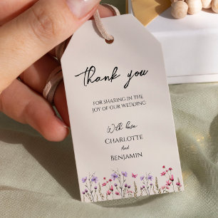 Étiquettes-cadeau Tag cadeau Fleur sauvage moderne Mariage Merci