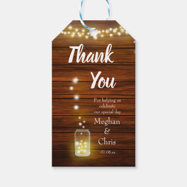 Étiquettes-cadeau Tag cadeau Merci rustique (Devant)