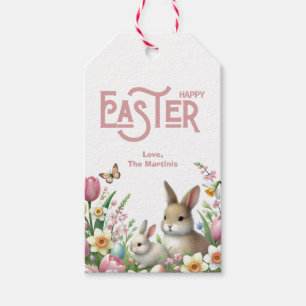 Étiquettes-cadeau Tag cadeau personnalisé Fleurs de lapin de Pâques