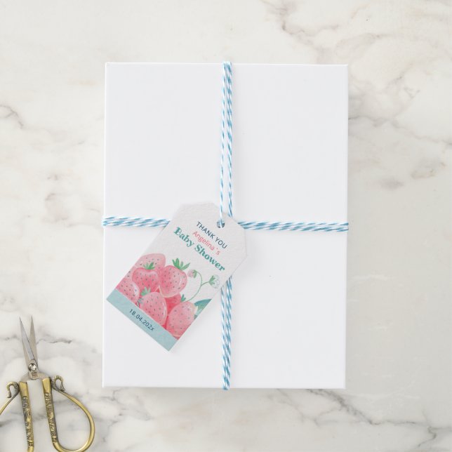 Étiquettes-cadeau Tag cadeau pour baby shower fraises mignonnes (Avec de laficelle)