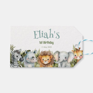 Étiquettes-cadeau Tag Cadeau Safari Animaux Wild One 1st Birthday