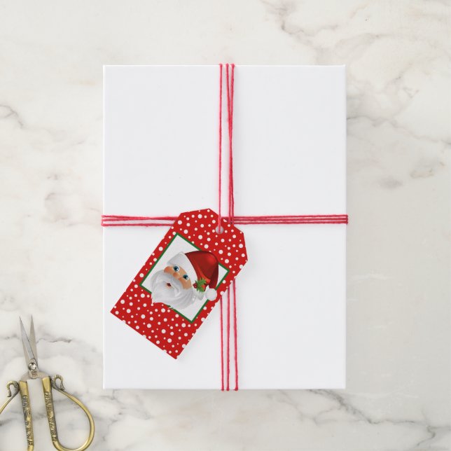 Étiquettes-cadeau Tag-Christmas Père Noël (Avec de la ficelle)