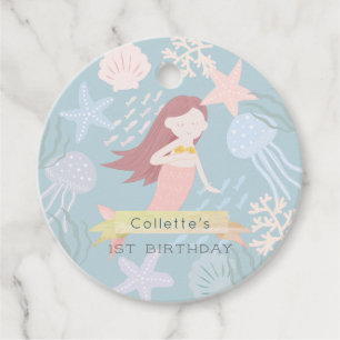 Étiquettes Cadeau Tag d'anniversaire vert de la mer de sirène