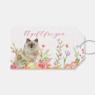 Étiquettes-cadeau Tag de cadeau de chat dans un jardin