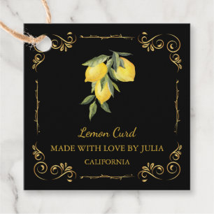 Étiquettes Cadeau Tag de hang Carré vintage fait maison citron