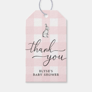 Étiquettes-cadeau Tag de lapin rosé En vichy lapin Merci Favoriser