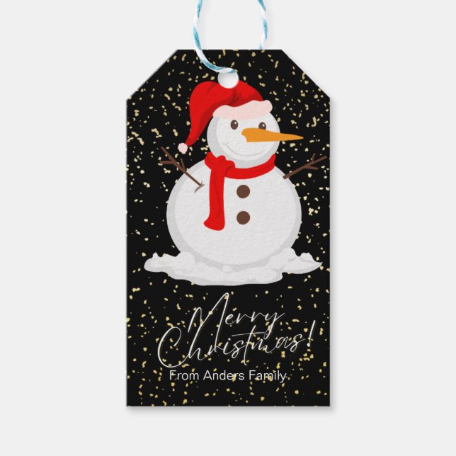 Étiquettes-cadeau Tag de Noël de Festive Snowman (Devant)