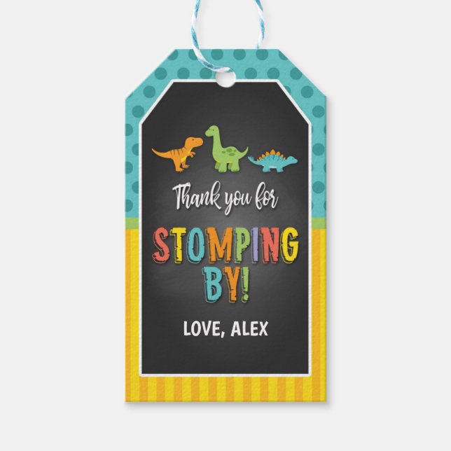 Étiquettes-cadeau Tag de préférence pour l'anniversaire de Dinosaur  (Devant)
