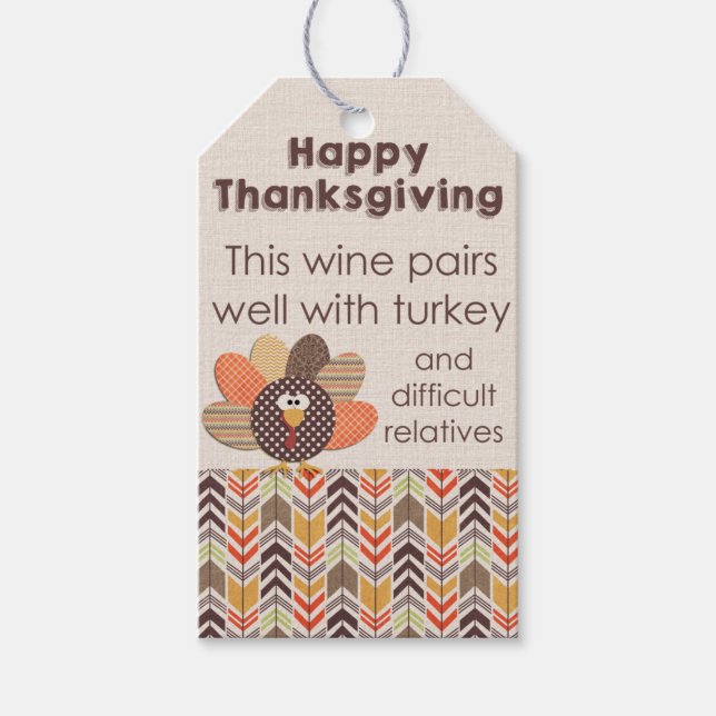 Étiquettes-cadeau Tag de vin Thanksgiving (Devant)