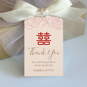 Étiquettes-cadeau Tag Mariage chinois élégant double bonheur