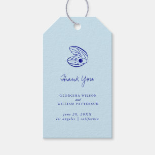 Étiquettes-cadeau Tag moderne Blue Mediterranean Shell Wedding Favor