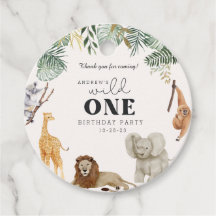 Tag Wild One Safari Animaux 1er Anniversaire Favor