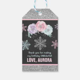 Étiquettes-cadeau Tag Winter ONEderland Silver Party Favor Merci