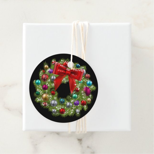 Étiquettes Cadeau Tag-Wreath (En situation)