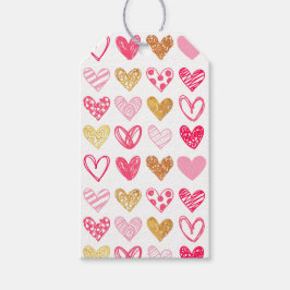 Étiquettes-cadeau Tags cadeaux - Coeurs rose et or