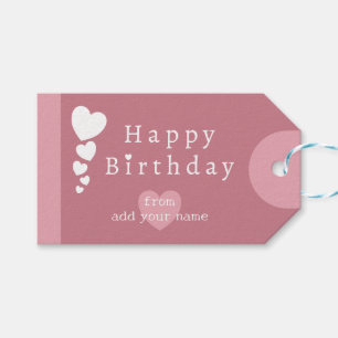 Étiquettes-cadeau Tags cadeaux de Coeurs d'anniversaire rose vintage