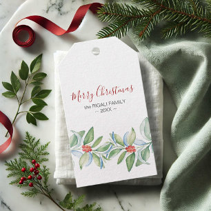 Étiquettes-cadeau Tags cadeaux de Noël Elegant Aquarelle Botanique