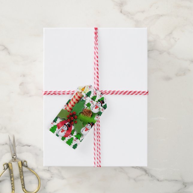 Étiquettes-cadeau Tags cadeaux de Noël Snowman (Avec de la ficelle)
