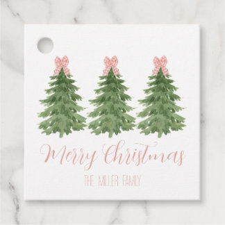 Étiquettes Cadeau Tags cadeaux Pink En vichy Bow Christmas Tree