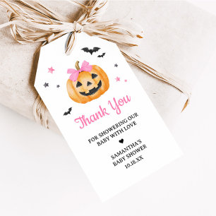 Étiquettes-cadeau Tags Éffrayant Citrouille Pink Little Boo Favorise