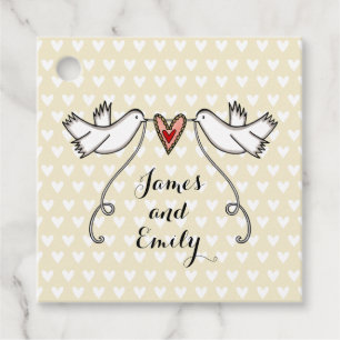 Étiquettes Cadeau Tags favoris de mariage des colombes blanches pers