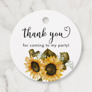 Étiquettes Cadeau Tags Rustic Sunflower Anniversaire Favoriser