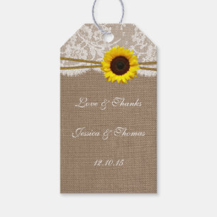 Étiquettes-cadeau Tags Rustic Sunflower Collection
