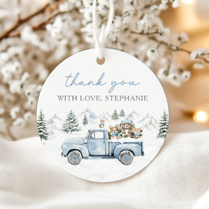 Étiquettes Cadeau Tags Winter Woodland Blue Favor