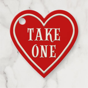 Étiquettes Cadeau "Take One" Coeur Rouge Personnalisé Saint Valentin