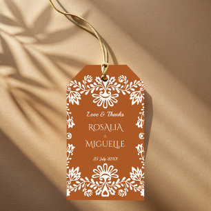 Étiquettes-cadeau Talavera terracotta Mexique mariage personnalisé