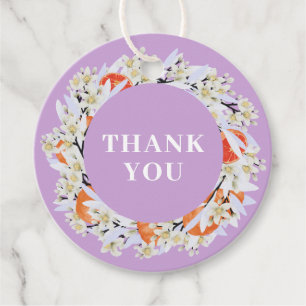 Étiquettes Cadeau Tangerine Agrumes Branches florissantes Wreath Flo