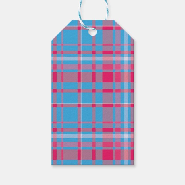 Étiquettes-cadeau Tartan bleu et rouge (Devant)