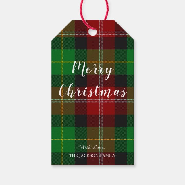 Étiquettes-cadeau Tartan Joyeux Noël (Devant)