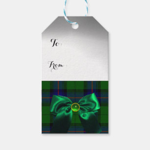 ÉTIQUETTES-CADEAU TARTAN VERT BLEU ÉCOSSAIS AVEC BOÎTES DE NOËL