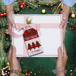 Étiquettes-cadeau Tartan vert rouge