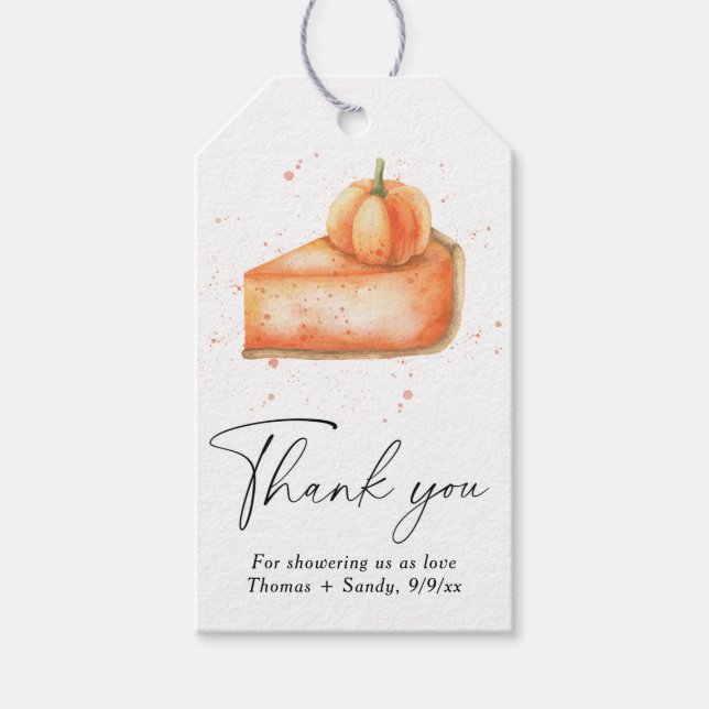 Étiquettes-cadeau Tarte citrouille - Baby shower Merci (Devant)