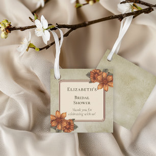 Étiquettes Cadeau Tasse de thé élégante en terre cuite florale pour