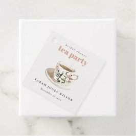 Étiquettes Cadeau Tasse de thé florale chic pour fête de mariage et