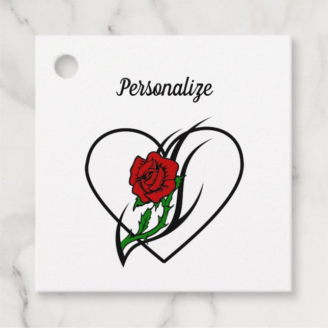 Étiquettes Cadeau Tatouage à la rose rouge (Devant)