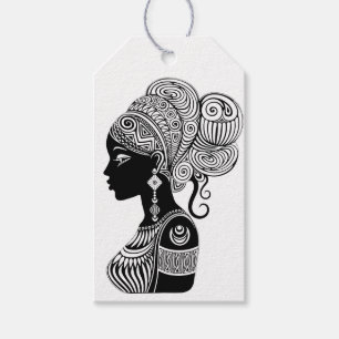 Étiquettes-cadeau Tatouage Tribal Portrait de Fille Africaine