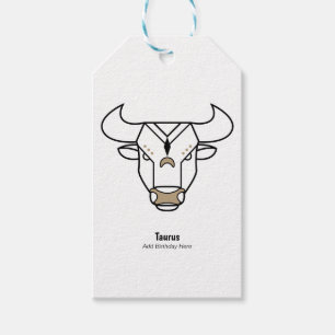 Étiquettes-cadeau Taurus le taureau noir or personnalisé zodiaque
