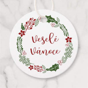 Étiquettes Cadeau Tchèque Joyeux Noël, Veselé vánoce, Custom