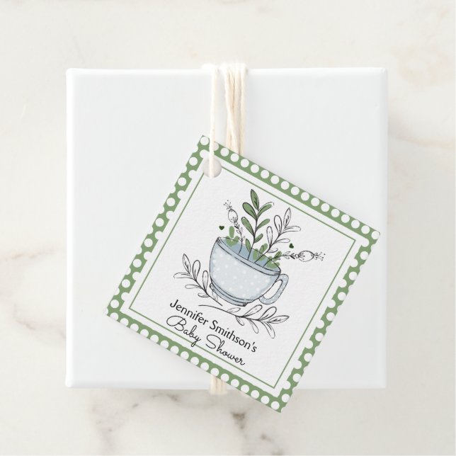 Étiquettes Cadeau Tea Cup Tea Party Baby shower Merci (En situation)