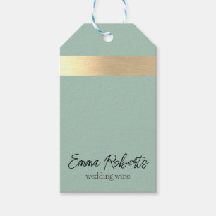 Étiquettes-cadeau Tea Green Gold Foil Rustique Faux