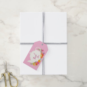 Étiquettes-cadeau Tea Party Baby shower Teapot rose fille Merci
