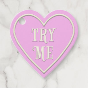 Étiquettes Cadeau Tea Party "Essayer un" Coeur rose Personnalisé
